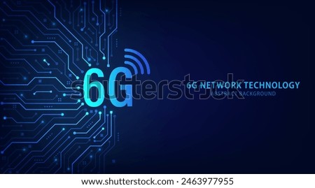 The concept of 6G network abstract background. Innovative generation of the global high speed Internet broadband. Hi-tech digital technology futuristic circuit digital. Vector illustration.