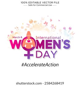 Concept for 8th March Womens Day. International Women's Day social media post design.