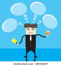 Concept about bringing ideas to generate revenue.Business man cartoon character vector