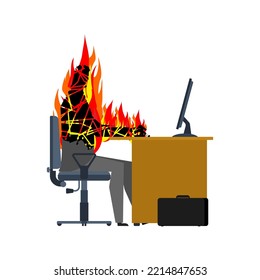 Concepto de quemar. Empresario en llamas.