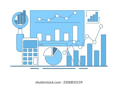 Concept about data analysis, business analysis, market research, product testing, business profit or loss report, web report dashboard monitor and data analysis research, business management.