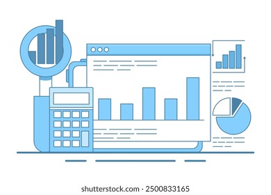 Concept about data analysis, business analysis, market research, product testing, business profit or loss report, web report dashboard monitor and data analysis research, business management.