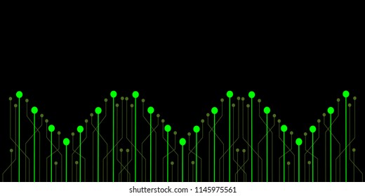 The concept abstract black, green geometric elements with shapes. square, Lines, Dots and Slanting lines  isolate on black Background. Circuit boards elements Vector illustration for your business.  