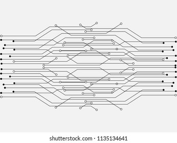 The concept abstract black, white, geometric elements with shapes. Lines and Dots isolate on white Background. Circuit boards elements Vector illustration for your business presentations. 