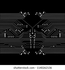 The concept abstract black, white, geometric elements with shapes. Lines and Dots isolate on black Background. EPS10 illustration with circuit board pattern for your business presentations..