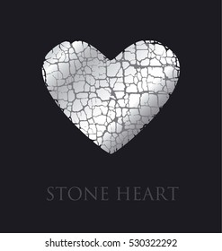 concept abstract broken heart vector illustration. modern style stone love icon. loving symbol simple image. dry broken to pieces heart shape texture