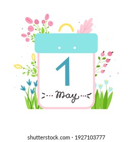 concept of abstract calendar 1 may. Spring and Labor Day, the beginning of the month. Vector illustration.