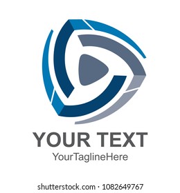 Concept abstract design media play logo template in blue and gray
