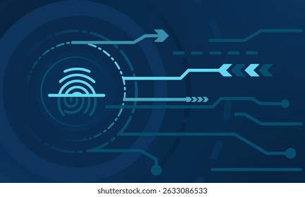Concept of abstract digital security with fingerprint component cyber data and information privacy background