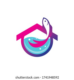 the concept of abstract fish house logos. For fish farming companies, aquarium makers etc.