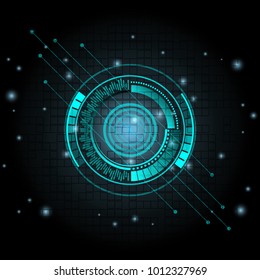 The concept abstract geometric elements with shapes. Circle, Lines and Dots on dark blue Background. Circuit boards elements Vector illustration for your business presentations.  