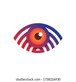 El concepto de un logotipo de ojo geométrico abstracto. Minimalista con colores fuertes y atractivos.