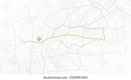 Concept of abstract GPS navigation and online navigation with POI. Several way get directions map pointer, place mark. Top view on city map navigation. Tracking path with app. Vector illustration.
