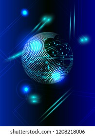 The concept abstract green, white, blue, black geometric elements with shapes. Lines and Dots on dark blue Background. EPS10 illustration with circuit board pattern for your business presentations.