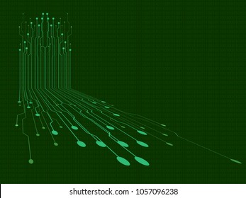 The concept abstract green, white, geometric elements with shapes. Lines, Dots and Slanting lines isolate on dark green background. Circuit boards elements Vector illustration for your business.