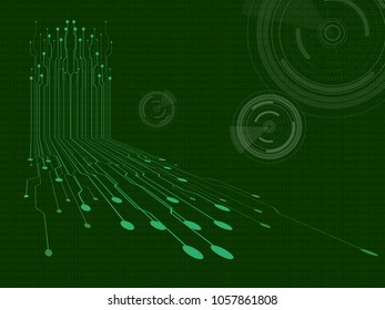 The concept abstract green, white, geometric elements with shapes. Lines, Dots and Slanting lines isolate on dark green background. Circuit boards elements Vector illustration for your business.