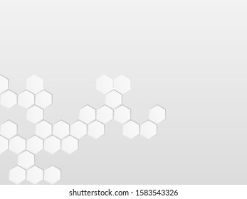 Concept abstract hexagon background. Technology  on white background.  Embossed Hexagon , honeycomb ,light and shadow. Vector illustration.