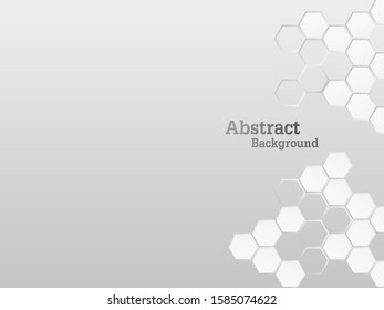 Concept abstract hexagon background. Technology  on white background.  Embossed Hexagon , honeycomb ,light and shadow. Vector illustration.