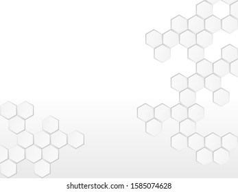 Concept abstract hexagon background. Technology  on white background.  Embossed Hexagon , honeycomb ,light and shadow. Vector illustration.