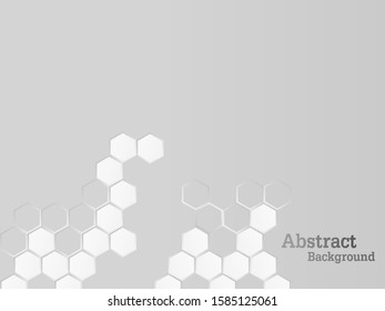 Concept abstract hexagon background. Technology  on white background.  Embossed Hexagon , honeycomb ,light and shadow. Vector illustration.