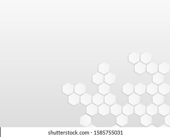 Concept abstract hexagon background. Technology  on white background.  Embossed Hexagon , honeycomb ,light and shadow. Vector illustration.