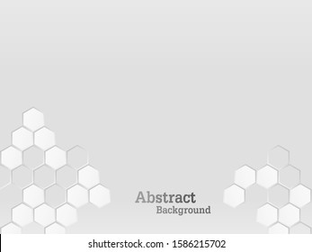Concept abstract hexagon background. Technology  on white background.  Embossed Hexagon , honeycomb ,light and shadow. Vector illustration.