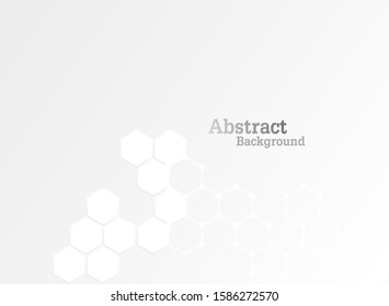 Concept abstract hexagon background. Technology  on white background.  Embossed Hexagon , honeycomb ,light and shadow. Vector illustration.