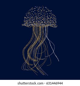 Concept abstract jellyfish vector illustration. Elegant dot-style luxury image for marine inspired design