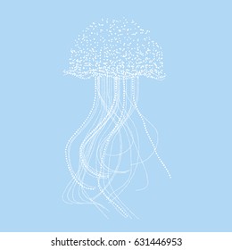 Concept abstract jellyfish vector illustration. Elegant dot-style pale color light image for marine inspired design