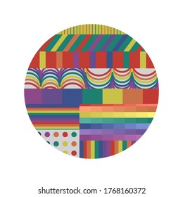 Konzept abstraktes LGBT. Vektorgrafik einzeln auf weißem Hintergrund. Rot, gelb, blau, grün, violett, orange. Schwule, Lesben, Transsexuelle, Bisexuelle.