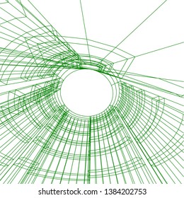 Concept abstract linear 3d architecture