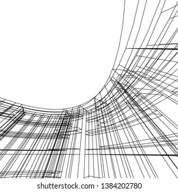 Concept abstract linear 3d architecture