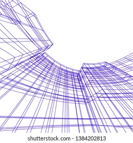 Concept abstract linear 3d architecture