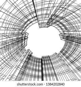 Concept abstract linear 3d architecture