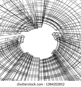 Concept abstract linear 3d architecture
