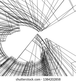 Concept abstract linear 3d architecture