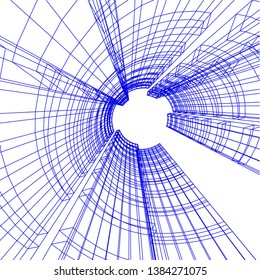 Concept abstract linear 3d architecture
