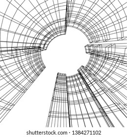 Concept abstract linear 3d architecture