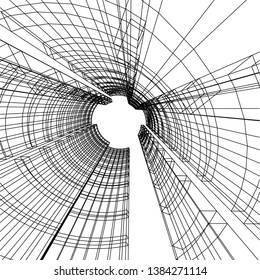 Concept abstract linear 3d architecture