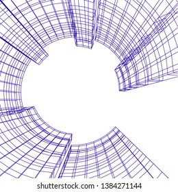 Concept abstract linear 3d architecture