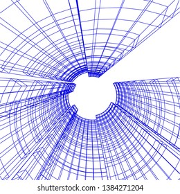 Concept abstract linear 3d architecture