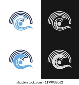 concept of abstract logo and modern combination of wave symbols and signals, for signal strength icons, internet logo and communications, cool logo for network security, world technology fund logo