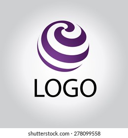 Concept abstract logo. Purple business icon.  Vector 3D