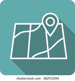 Concept of abstract street map with navigational elements and symbol. 