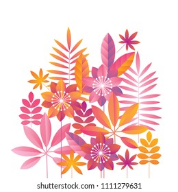 Concept abstract tropical design element. Jungle leaves geometric motif. Modern summer foliage for for header, card, invitation, poster, cover and other web and print design projects 