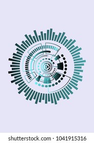 The concept abstract vector light purple technology background with Squares, Lines, Circles, Dots, wave swirling and sonar. Ready for vector illustration for your design.  