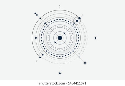 The concept abstract vector technology with line, circles, dots, line dotted, ring and plate. Isolate on grey white background of vector illustration scientific futuristic interface. 