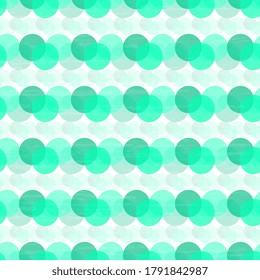 The concept of abstraction and beauty. Seamless vector patterns with green shades bubbles and polka dots on a light background. Abstract illustration.