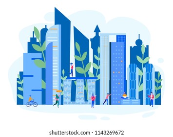 Concept Abu Dhabi skyline with panorama for web page, banner, presentation, social media, documents, cards, posters. Vector illustration Business travel and tourism to UAE, Asia
