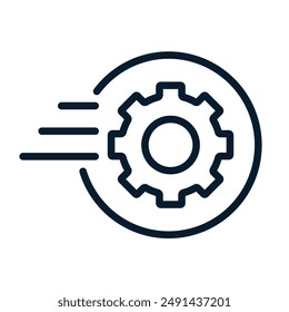 Concept of acceleration of operational process. Vector linear icon isolated on white background.